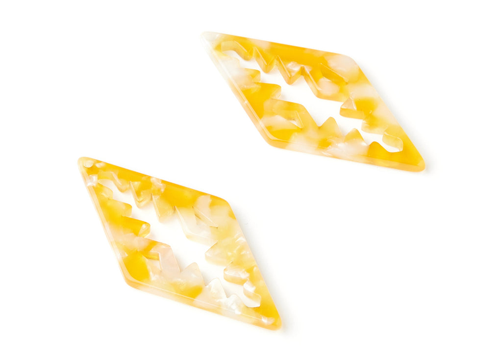 Acetate Rhombus Earring Charms - Rhombus Shaped Pendant - Earring Findings - Jewelry Supplies - Color Code: A43 - 50.3x24.5x2.78mm - AC1373E - DOMEDBAZAAR