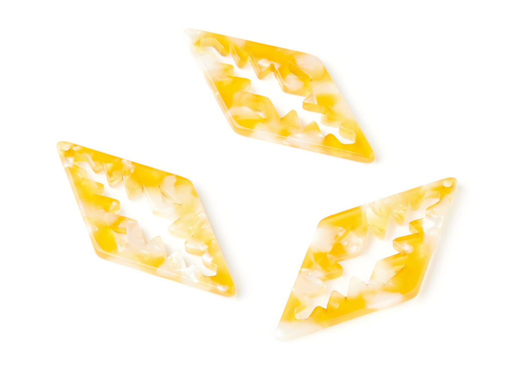 Acetate Rhombus Earring Charms - Rhombus Shaped Pendant - Earring Findings - Jewelry Supplies - Color Code: A43 - 50.3x24.5x2.78mm - AC1373E - DOMEDBAZAAR