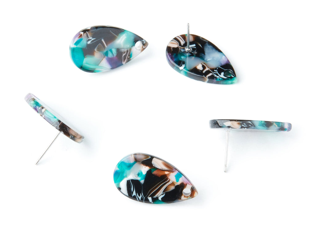 Acetate Acrylic Earring Drop Post - Drop Shaped Stud - Earring Post - Jewelry Supplies - Color Code: A54 - 23.45x13.68x2.44mm - AC1321E - DOMEDBAZAAR
