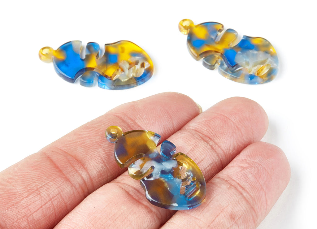 Acetate Face Earring Charms - Face Shaped Pendant - Earring Findings - Jewelry Supplies - Color Code:A40 - 33.56x17.33x2.94mm - AC1369M - DOMEDBAZAAR