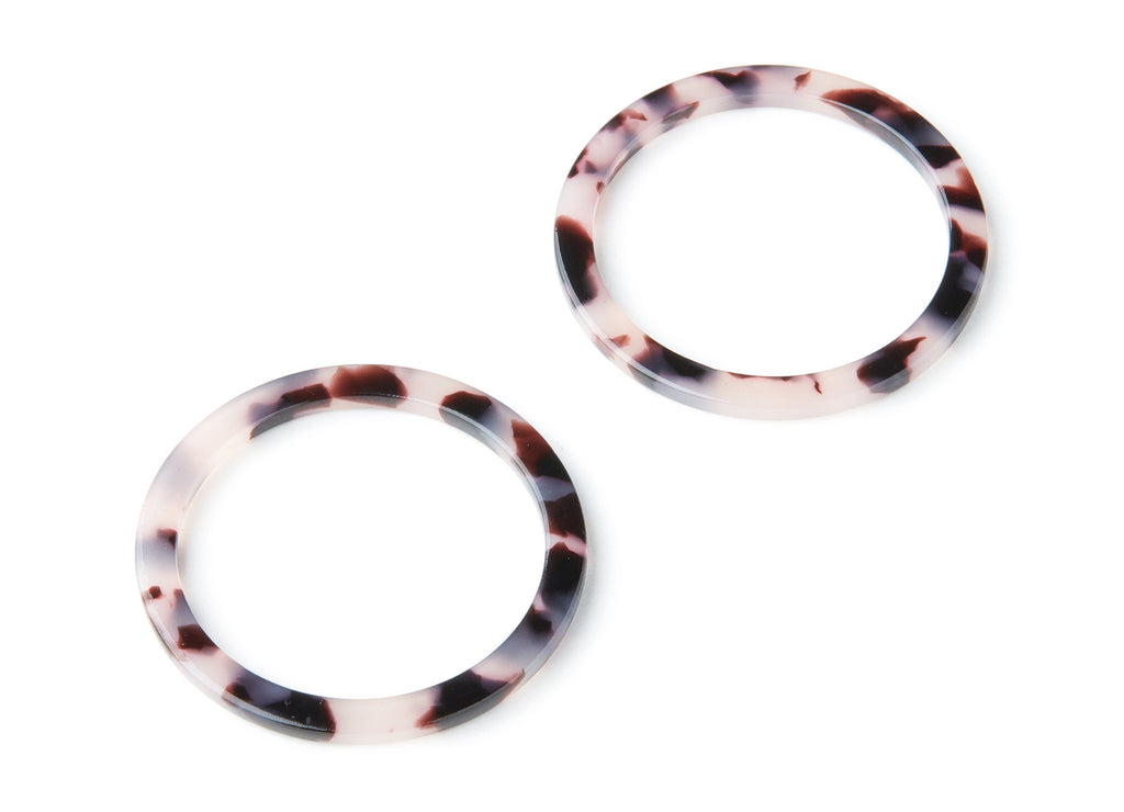Acetate Hoop Earring Charms - Blonde Tortoise Shell Earrings - Circle Shaped Pendant - Color Code: A06 - 36x36x2.28mm - AC1168S - DOMEDBAZAAR