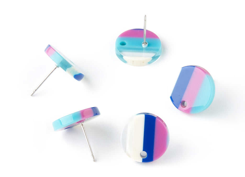 Acetate Circle Earring Stud - Acrylic Circle Earring Post - Earring Post - Jewelry Supplies - Color Code: A109 - 13.5x13.5x2.65mm - AC1204C - DOMEDBAZAAR
