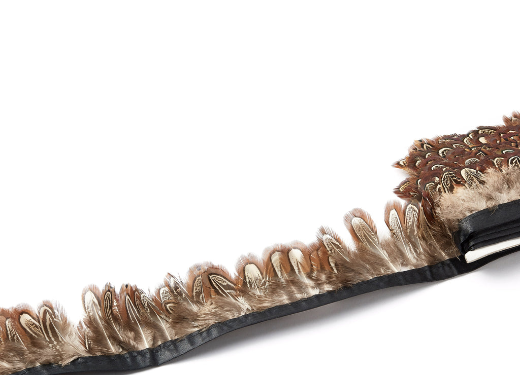 Pheasant Feather Trim - Brown Feather - ( 4-6cm ) - Real Feathers for Jewelry, Costumes, Millinery, Decoration, Crafts - 10 Meters - FF1001C - DOMEDBAZAAR