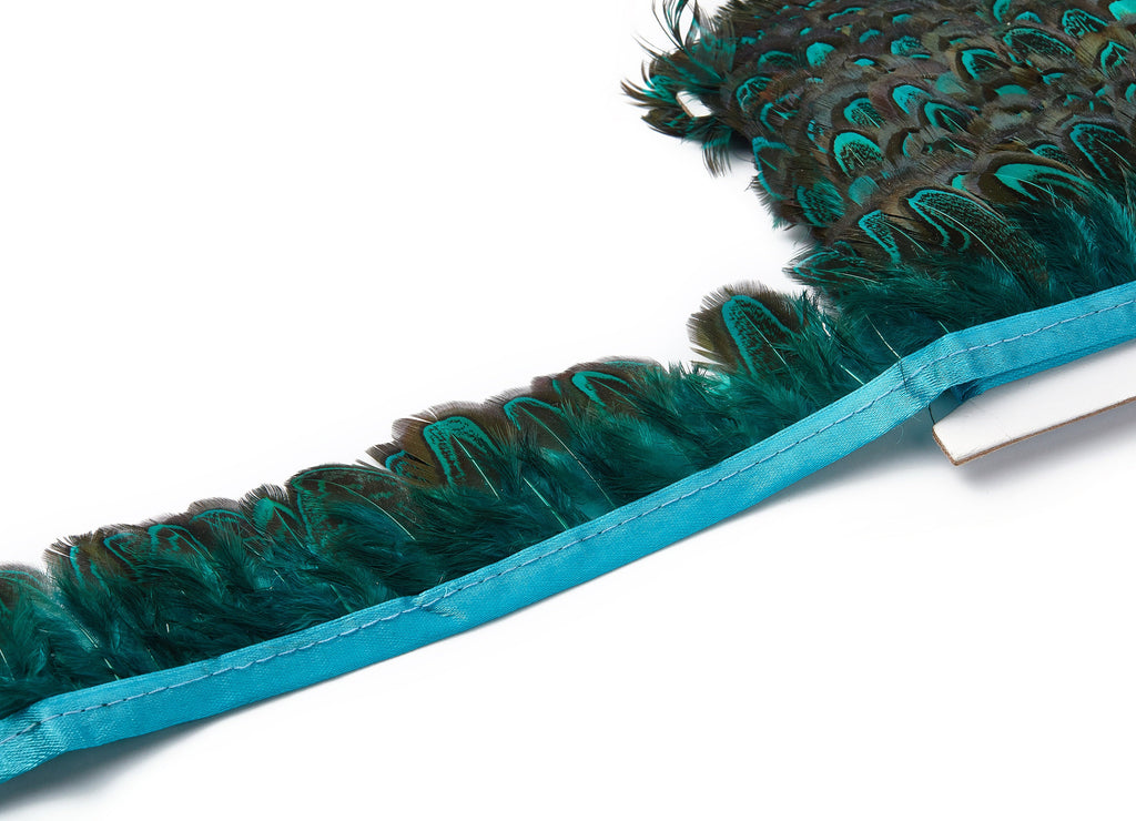 Pheasant Feather Trim -  Blue Feather - ( 4-6cm ) - Real Feathers for Jewelry, Costumes, Millinery, Decoration, Crafts - 10 Meters - FF1001B - DOMEDBAZAAR