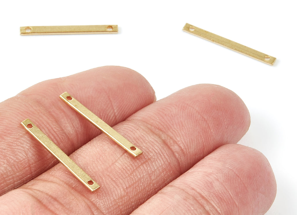 Brass Strip Charms - Raw Brass Strip Connector With 2 Holes - Jewellery Supplies - 20x2x0,8mm - PP2036 - DOMEDBAZAAR