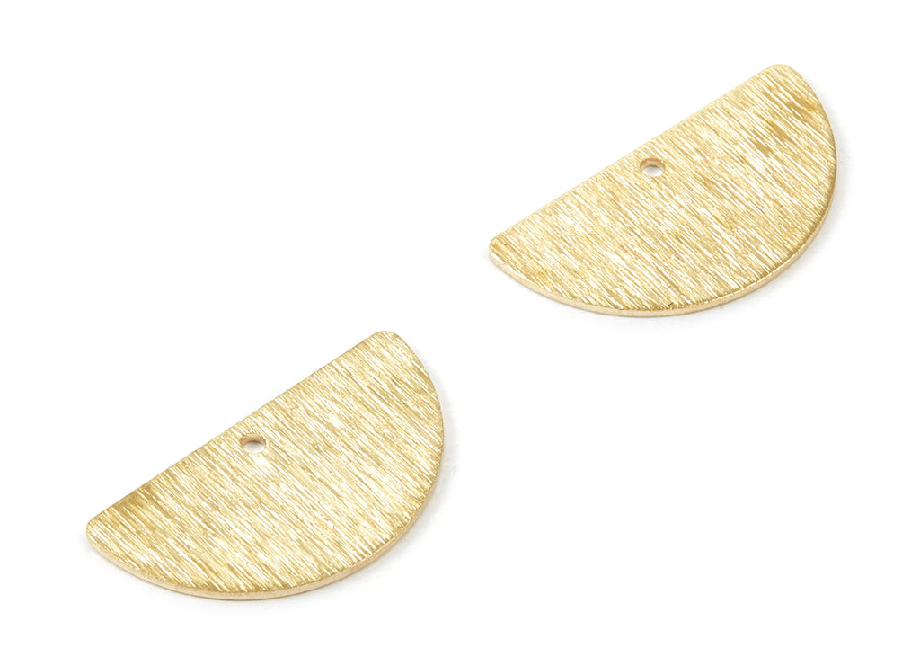 Brass Half Moon Textured Charms - Textured Half Moon Raw Brass Pendants - Earring Findings - Jewelry Supplies - 24.5x13x0.82mm - PP1740 - DOMEDBAZAAR