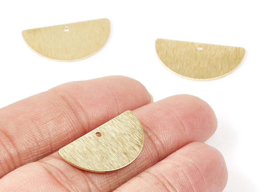 Brass Half Moon Textured Charms - Textured Half Moon Raw Brass Pendants - Earring Findings - Jewelry Supplies - 24.5x13x0.82mm - PP1740 - DOMEDBAZAAR