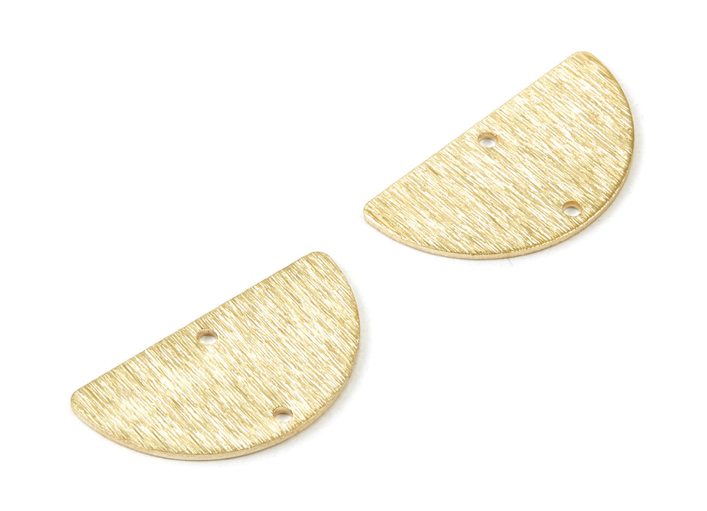 Brass Half Moon Textured Charms - Textured Half Moon Raw Brass Connector With 2 Holes - Jewellery Supplies - 24.5x13x0.83mm - PP1758 - DOMEDBAZAAR