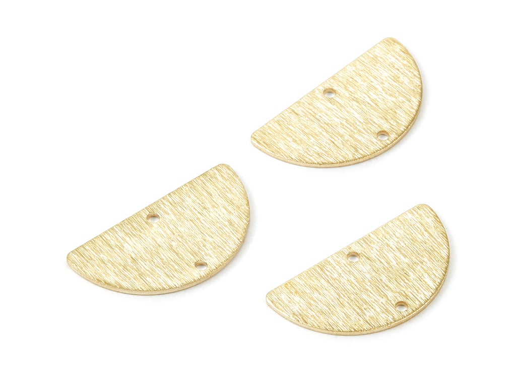 Brass Half Moon Textured Charms - Textured Half Moon Raw Brass Connector With 2 Holes - Jewellery Supplies - 24.5x13x0.83mm - PP1758 - DOMEDBAZAAR