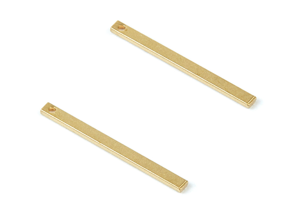 Long Bar Charms - Raw Brass Strip Pendants - Earring Findings - Jewelry Supplies - 25x2x1mm - PP2037 - DOMEDBAZAAR