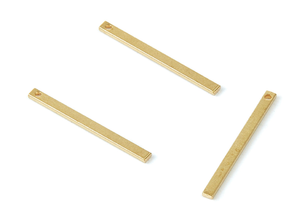 Long Bar Charms - Raw Brass Strip Pendants - Earring Findings - Jewelry Supplies - 25x2x1mm - PP2037 - DOMEDBAZAAR