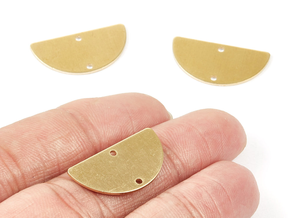 Personalized stamping blank - Brass Half Round Charms - Half Round Shaped Raw Brass Connector with 2 Holes - 25x13x0.76mm - PP1766 - DOMEDBAZAAR