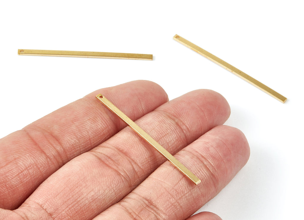 Brass Strip Charms - Raw Brass Strip Pendants - Earring Findings - Jewelry Supplies - 45x2x1mm - PP2038 - DOMEDBAZAAR