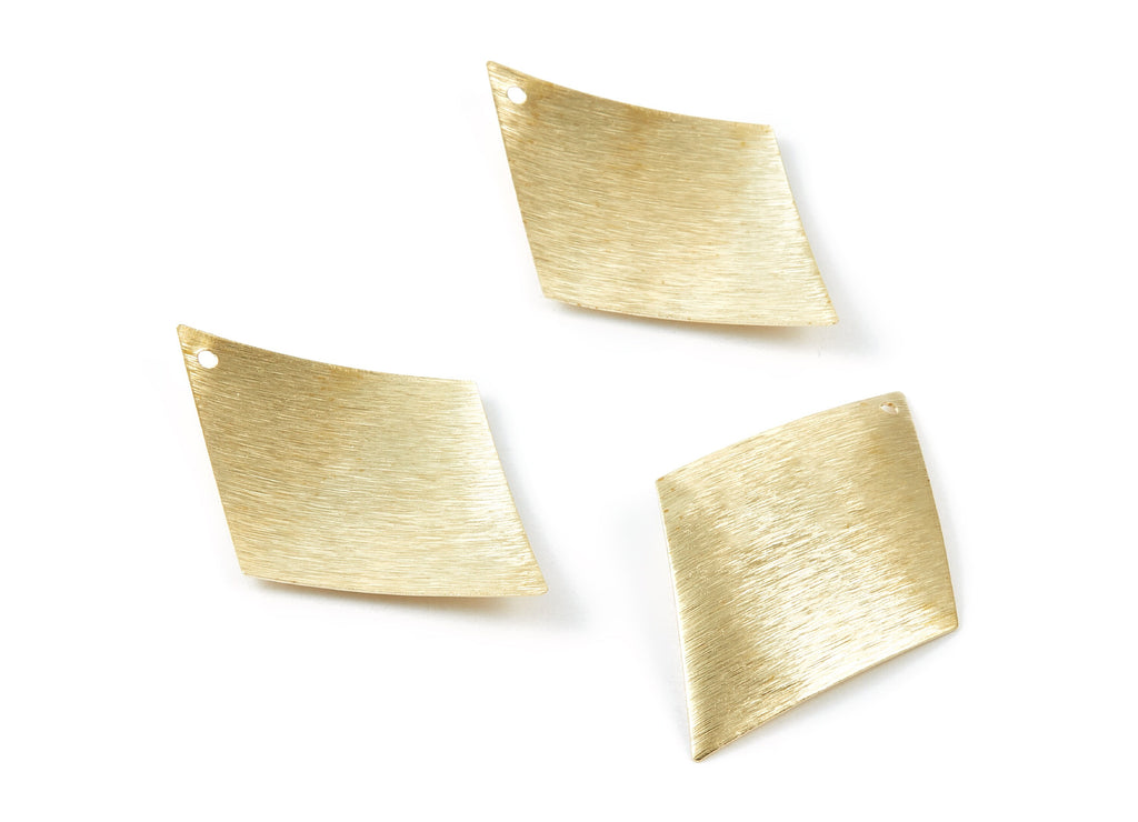 Brass Textured Rhombus Charms - Textured curved Rhombus Raw Brass Pendant - Earring Findings - Jewelry Supplies - 29x44x0.43mm - PP1774 - DOMEDBAZAAR