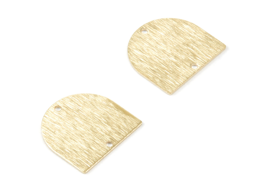 Brass Textured D Charms - Textured D Shaped Raw Brass Connector With 2 Holes - Jewelry Supplies - 16.9x16.15x0.65mm - PP1733 - DOMEDBAZAAR