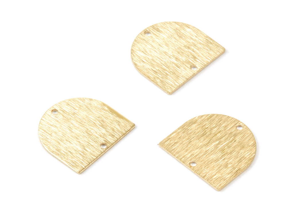 Brass Textured D Charms - Textured D Shaped Raw Brass Connector With 2 Holes - Jewelry Supplies - 16.9x16.15x0.65mm - PP1733 - DOMEDBAZAAR