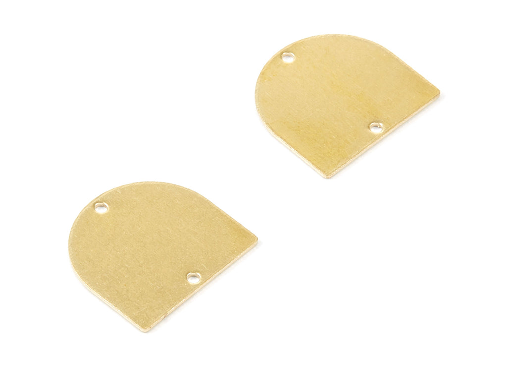 Personalized stamping blank - Brass D Charms - D Shaped Raw Brass Connector With 2 Holes - Jewellery Supplies - 16.9x16.15x0.65mm - PP1756 - DOMEDBAZAAR
