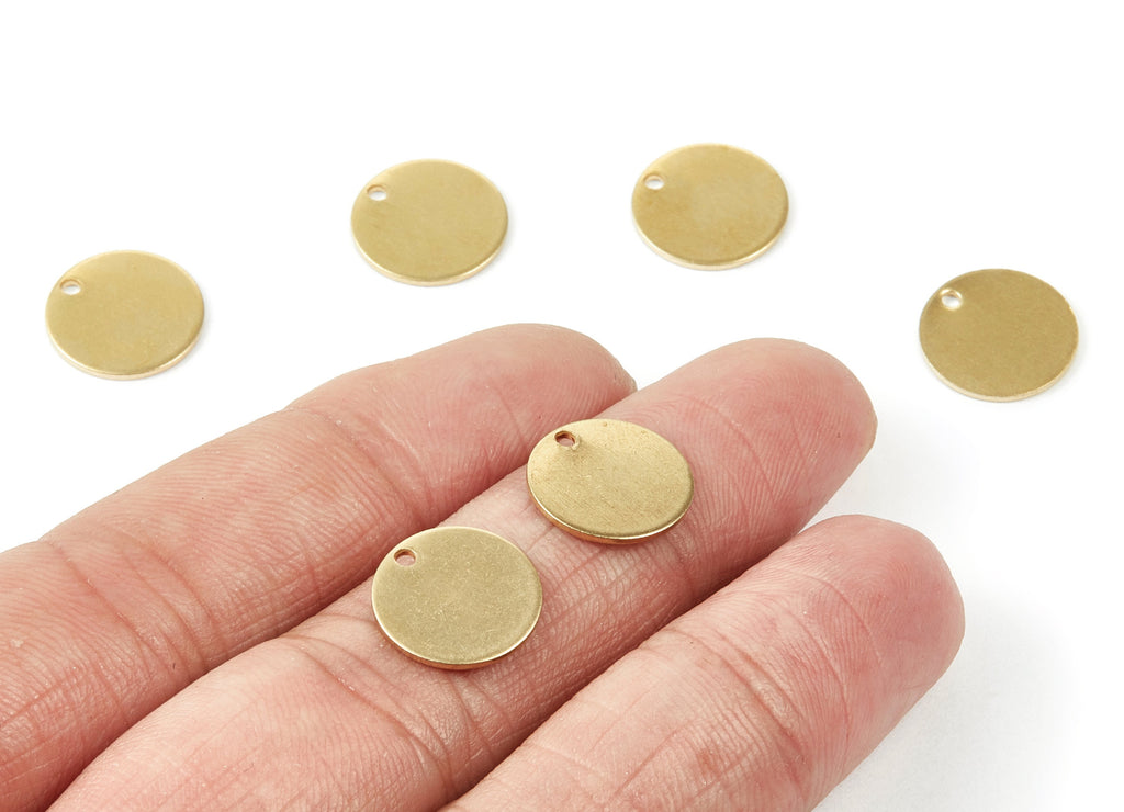 Personalized stamping blank - Brass Round Charms - Round Raw Brass Pendant - Earring Findings - 12.77x12.77x0.83mm - PP2024 - DOMEDBAZAAR
