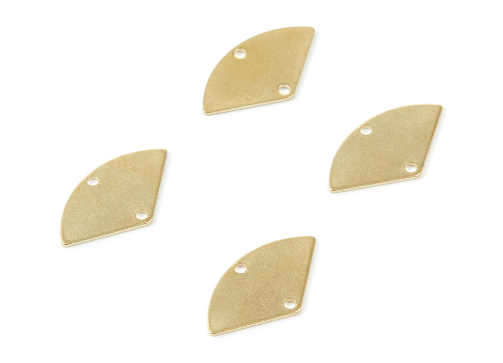 Brass Fan Charms - Fan Shaped Raw Brass Connectors With 2 Holes - Jewellery Supplies - 17.75x9.81x0.58mm - PP2027 - DOMEDBAZAAR