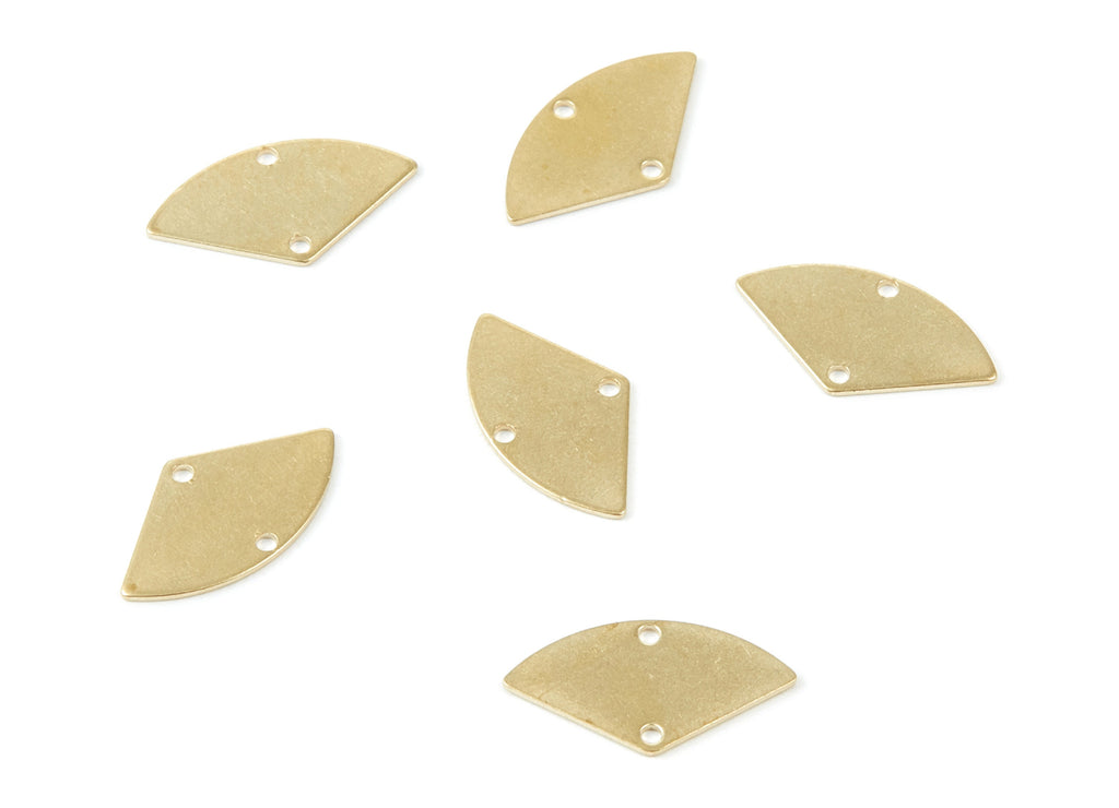 Brass Fan Charms - Fan Shaped Raw Brass Connectors With 2 Holes - Jewellery Supplies - 17.75x9.81x0.58mm - PP2027 - DOMEDBAZAAR