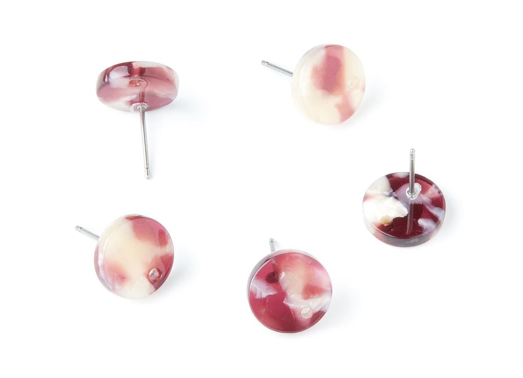Acetate Round Earring Stud - Round Earring Post and Stud - Earring Findings - Color Code: A42 - 11.6x11.6x2.95mm - AC1139N - DOMEDBAZAAR