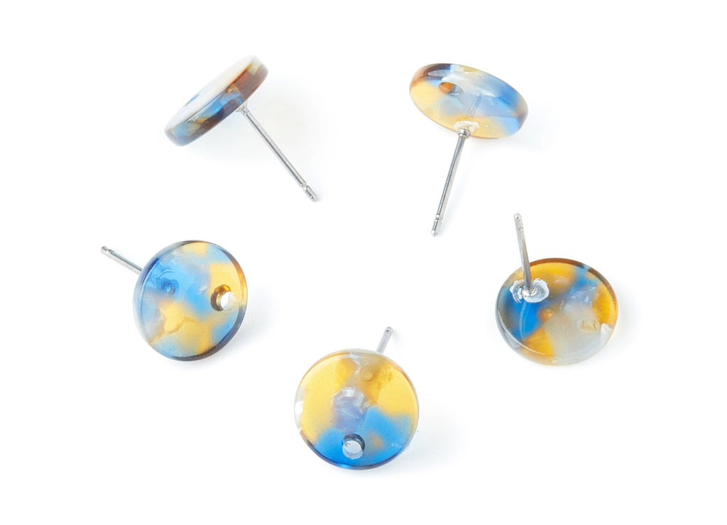Acetate Round Earring Stud - Round Earring Post and Stud - Earring Findings - Color Code: A40 - 11.6x11.6x2.95mm - AC1139P - DOMEDBAZAAR