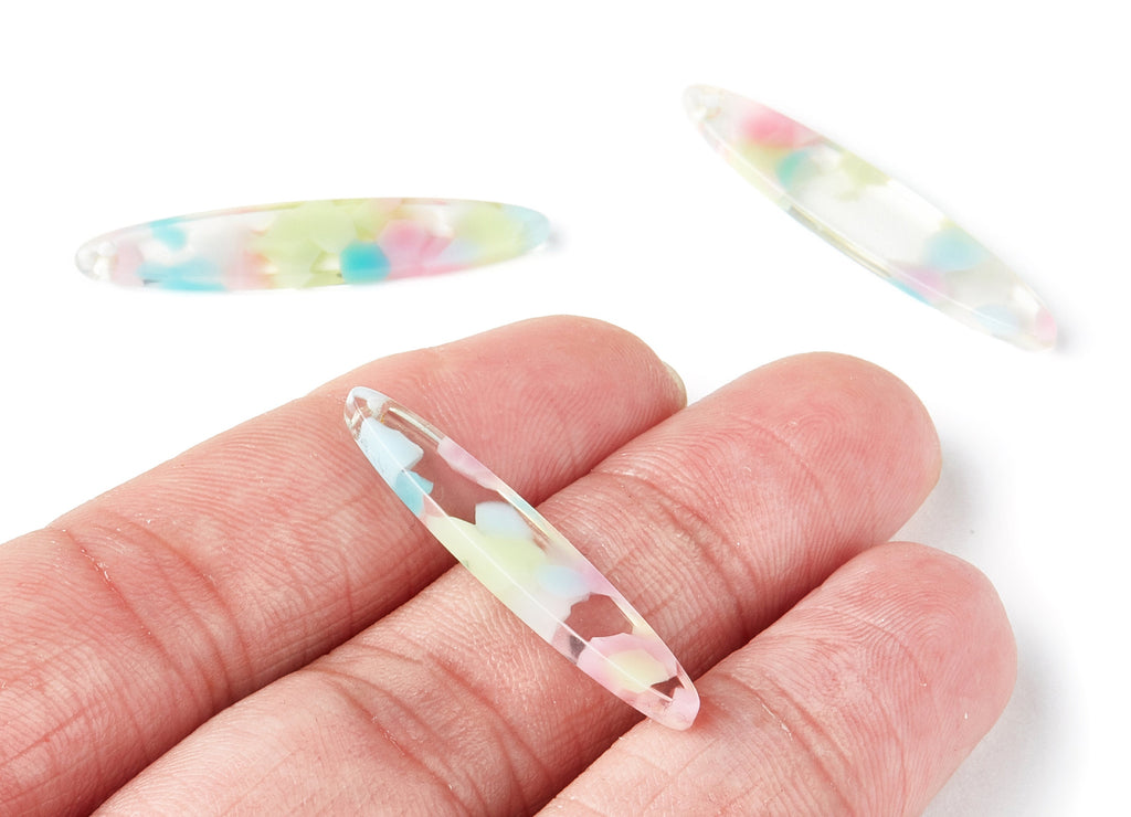 Acetate Bar Earring Charms - Bar Shaped Pendant - Earring Findings - Jewelry Supplies - Color Code:A222 - 35.43x6.95x2.59mm - AC1399A - DOMEDBAZAAR