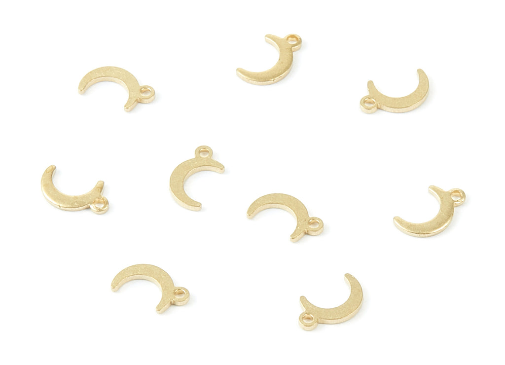 Brass Moon Charms - Moon Shaped Raw Brass Pedants - Earring Findings - Jewelry Supplies - 7.64x4.4x0.78mm - PP1797 - DOMEDBAZAAR