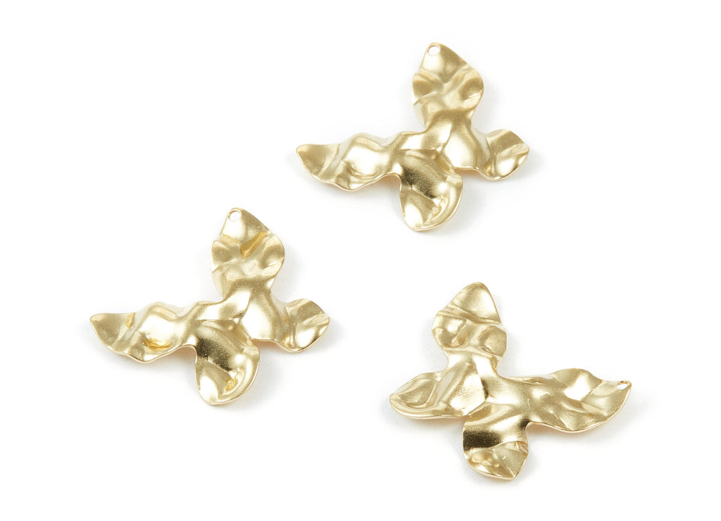 Brass Butterfly Charms - Wavy Butterfly Shape Raw Brass Pendants - Earring Findings - Jewelry Supplies - 24.74x19.95x1.05mm - PP1997 - DOMEDBAZAAR