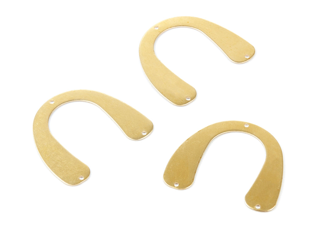 Brass U Charms - U Shaped Raw Brass Connectors With 3 Holes - Jewelry Supplies - 35,7x31,3x0,67mm - PP1738 - DOMEDBAZAAR