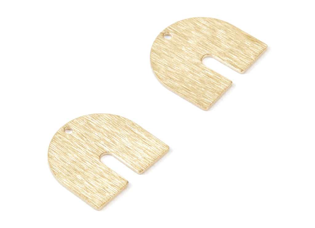 Brass U  Charms - Textured U Shaped Raw Brass pendant - Earring Findings - Jewelry Supplies - 17x15,75x0,67mm - PP1750 - DOMEDBAZAAR