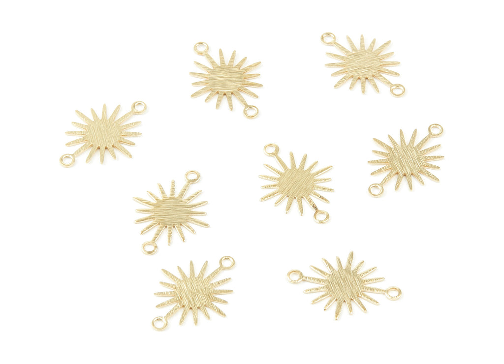 Brass Sun Charms - Textured Sun Shaped Raw Brass Connector with 2 Hole - Jewellery Supplies  - 17.92x13.2x0.4mm - PP2047 - DOMEDBAZAAR