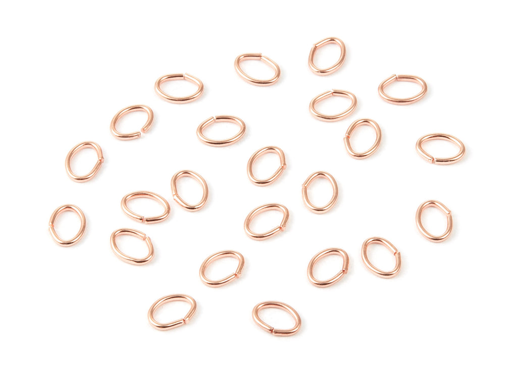 Brass Open Jump Rings - 7x5x0.9mm - Rose Tone Plated - Brass Open Jump Rings - Jewelry Supplies - PP1563R - DOMEDBAZAAR