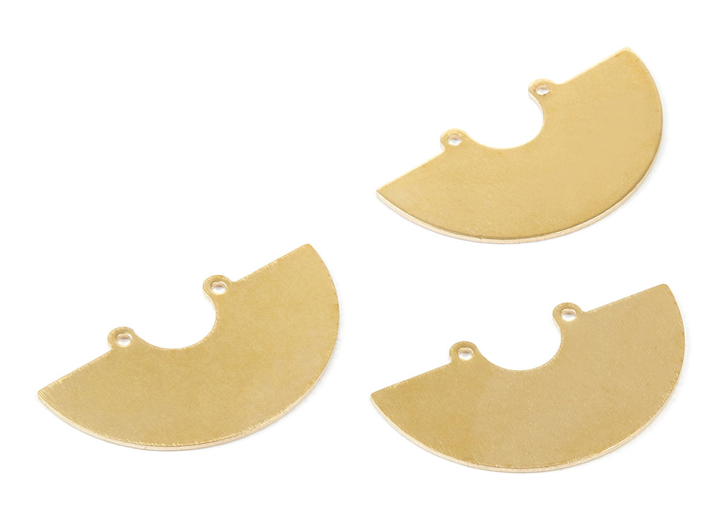 Personalized stamping blank - Brass Half Round Charms - Half Round Shaped Raw Brass Connector with 2 Holes  - 35,1x19,79x0,8mm - PP1752 - DOMEDBAZAAR