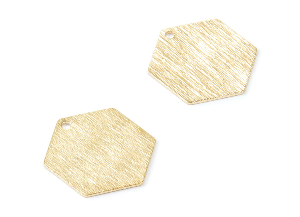 Brass Hexagon Charms - Textured Hexagon Raw Brass pendant - Earring Findings - Jewelry Supplies - 19,54x17,32x0,67mm - PP1978 - DOMEDBAZAAR