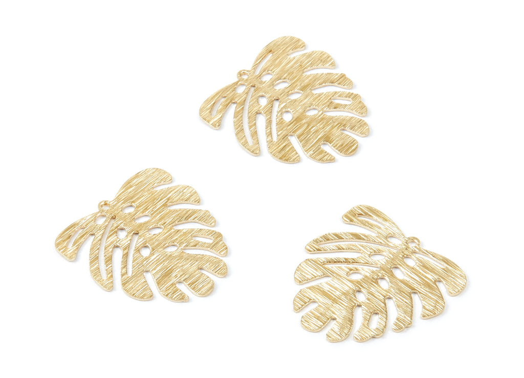 Brass Leaf Charms - Textured Leaf Shaped Raw Brass Pendant - Earring Findings - Jewelry Supplies - 21,96x20,95x0,55mm - PP2093 - DOMEDBAZAAR