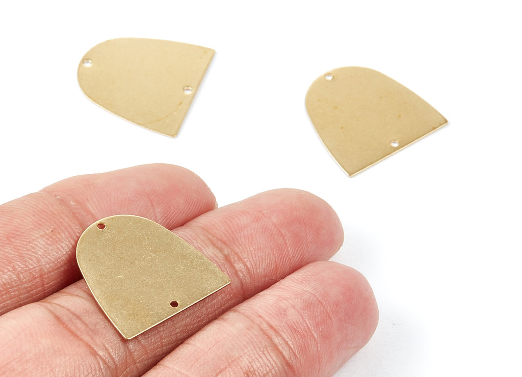 Personalized stamping blank - Brass D Charms - D Shaped Raw Brass Pendant - Brass Connectors With 2 Holes -  20x20x0,5mm - PP1784 - DOMEDBAZAAR