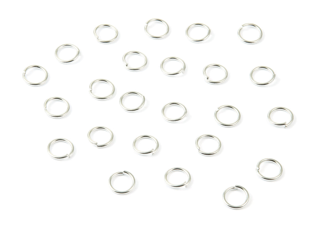Brass Open Jump Rings - 8x1mm - Silver Tone Plated - Brass Open Jump Rings - Jewelry Supplies - PP1604S - DOMEDBAZAAR