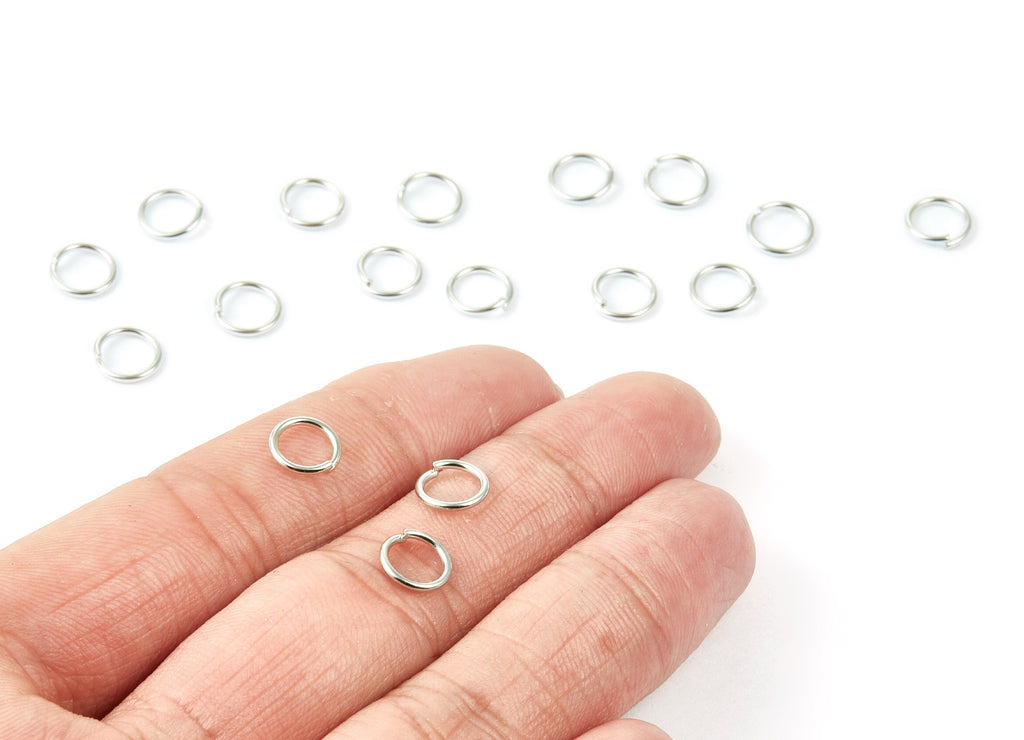 Brass Open Jump Rings - 8x1mm - Silver Tone Plated - Brass Open Jump Rings - Jewelry Supplies - PP1604S - DOMEDBAZAAR