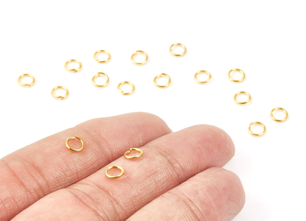 Brass Open Jump Rings - 5x0.8mm - Gold Tone Plated - Brass Open Jump Rings - Jewelry Supplies - PP1646G - DOMEDBAZAAR