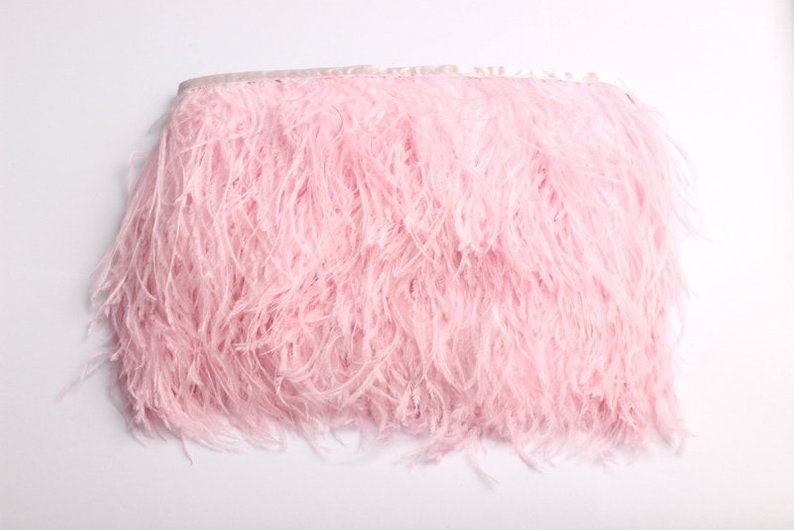 Ostrich Feather Fringe - (10-15cm) - Pink Feather - Real Feathers for Jewelry, Costume, Millinery, Decoration, Crafts - 10 Meters - FF1012P - DOMEDBAZAAR