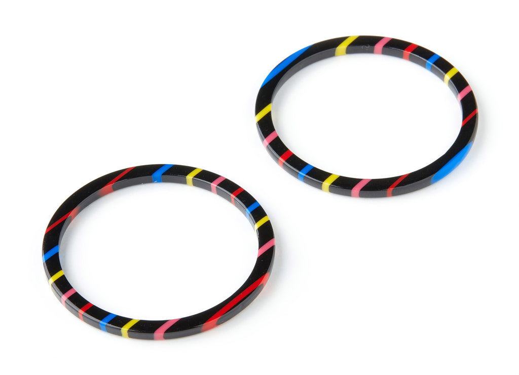 Acetate Hoop Earring Charms - Circle Shaped Pendant - Earring Findings - Jewelry Supplies - Color Code: A141 - 41.5x41.5x2.8mm - AC1192B - DOMEDBAZAAR