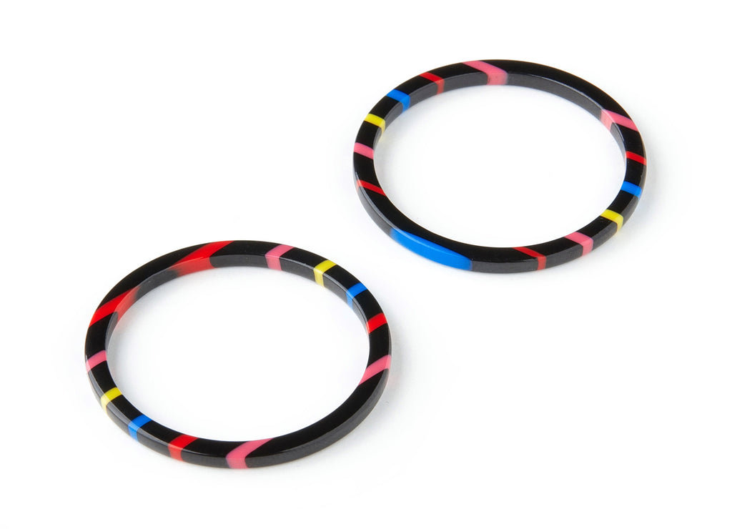 Acetate Hoop Earring Charms - Circle Shaped Pendant - Earring Findings - Jewellery Supplies - Color Code: A141 - 35.5x35.5x2.76mm - AC1193B - DOMEDBAZAAR
