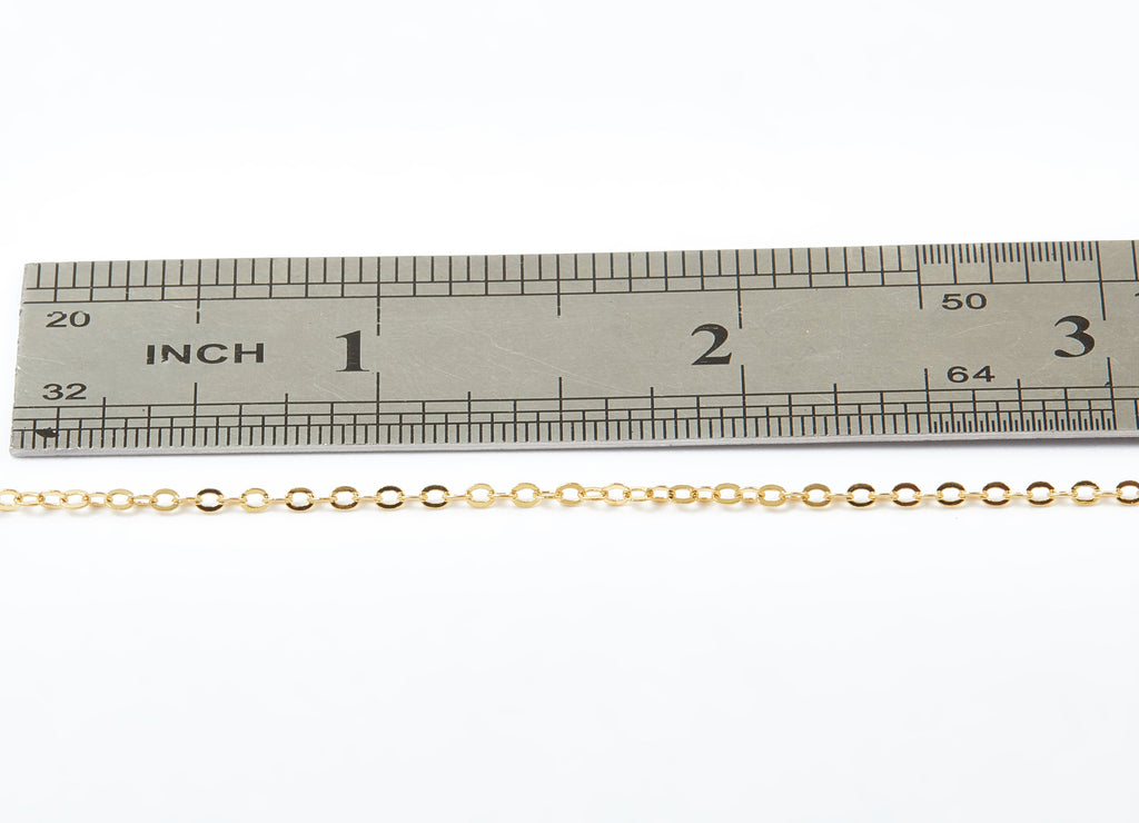 Flat Soldered Cable Chain - Brass Chain - 18k Real Gold Plated - Soldered Link Chain - 0.09&quot; x 0.07&quot; x 0.01&quot; -  Jewelry Making - RGP1025 - DOMEDBAZAAR