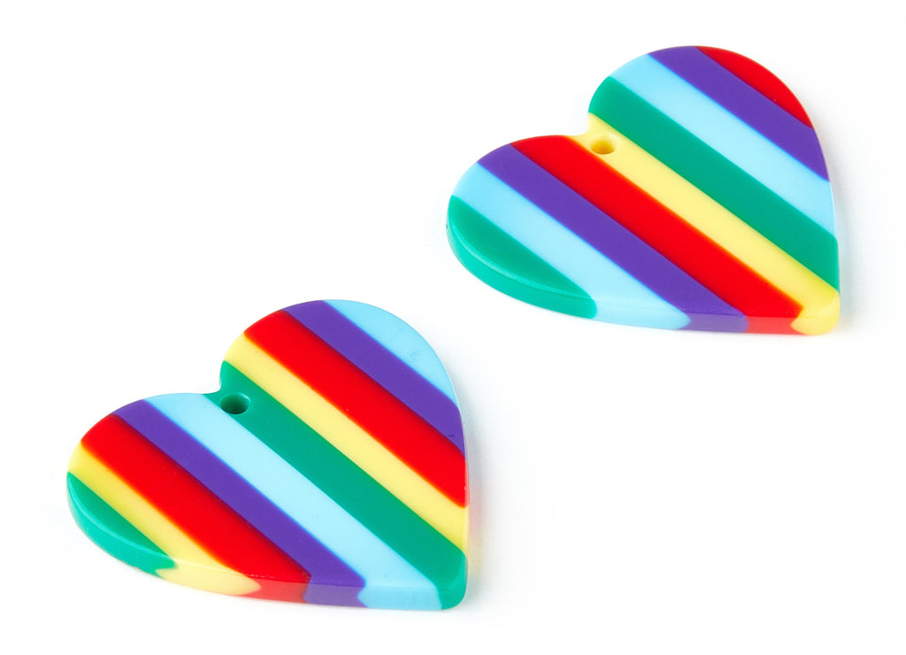 Acetate Acrylic Heart Earring Charms - Heart Shaped Pendant - Jewelry Supplies - Color Code: A115 - 31.78x31.34x2.64mm - AC1431B - DOMEDBAZAAR