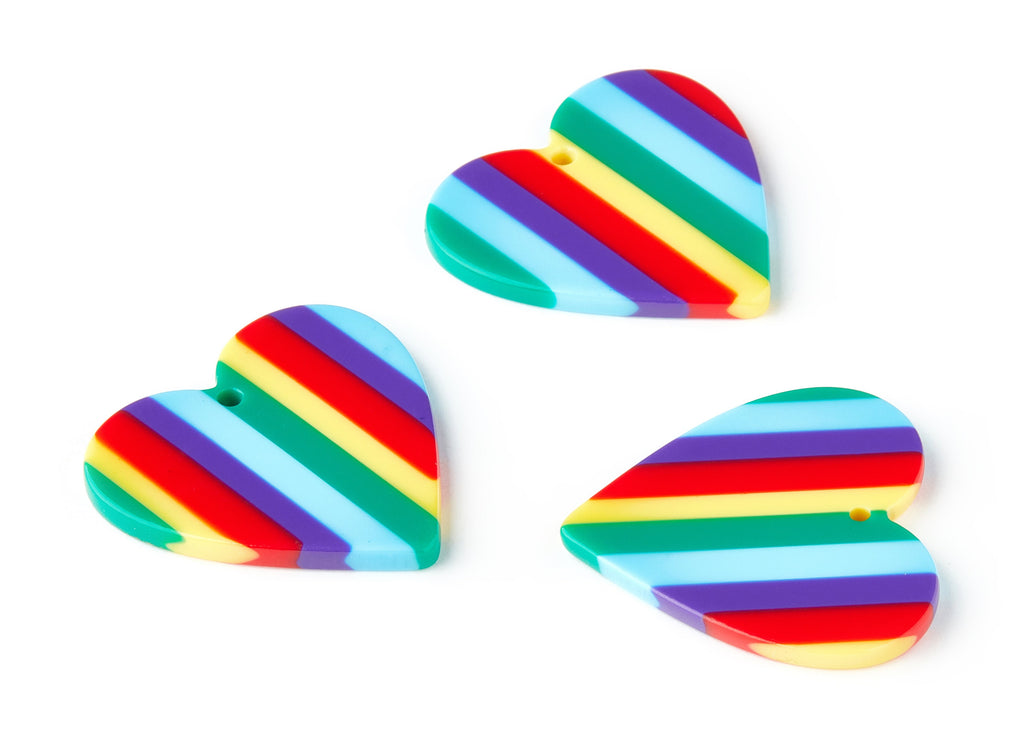 Acetate Acrylic Heart Earring Charms - Heart Shaped Pendant - Jewelry Supplies - Color Code: A115 - 31.78x31.34x2.64mm - AC1431B - DOMEDBAZAAR