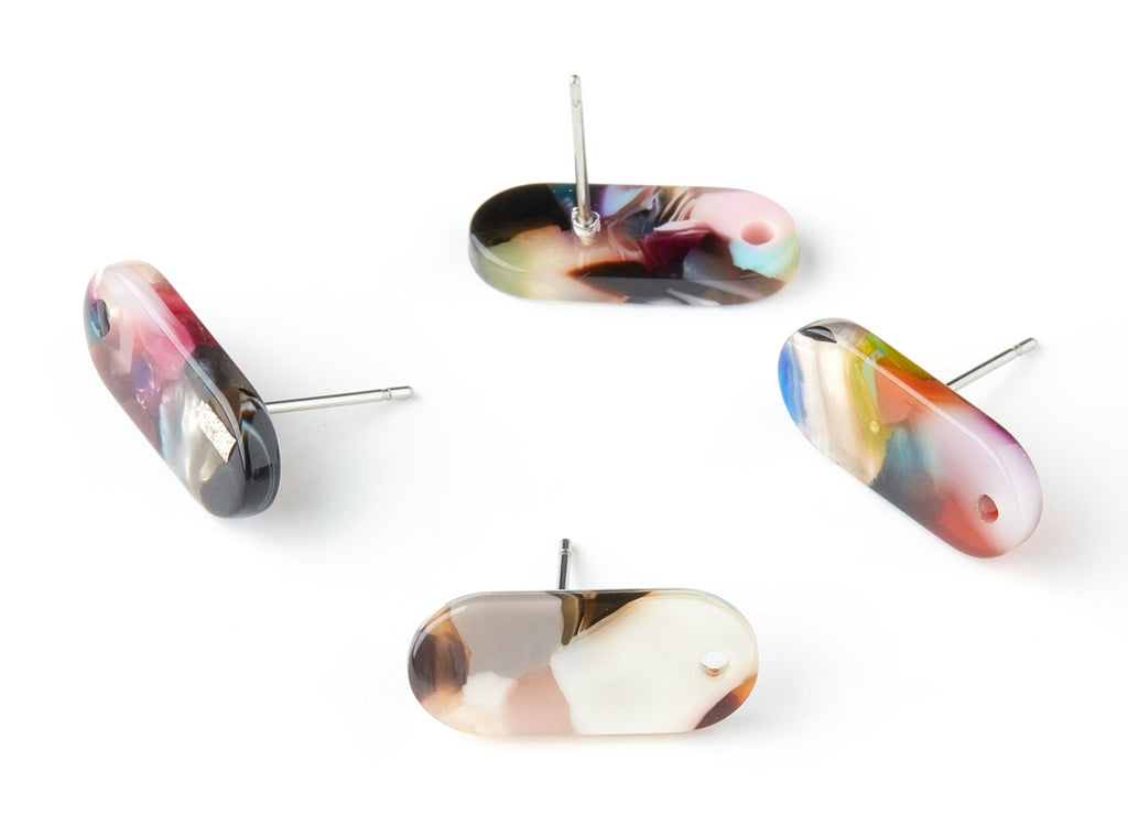 Acetate Oval Earring Stud - Acrylic Oval Earring Post - Earring Post - Jewelry Supplies - Color Code: A60 - 18.78x7.85x2.7mm - AC1276CC - DOMEDBAZAAR