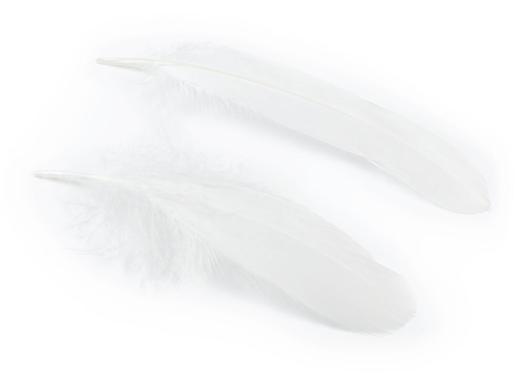 Goose Feather - White Feather - (13-18 cm) - Real Feathers for Jewelry, Costumes, Millinery, Crafts - 50 Pieces - FF1007W - DOMEDBAZAAR