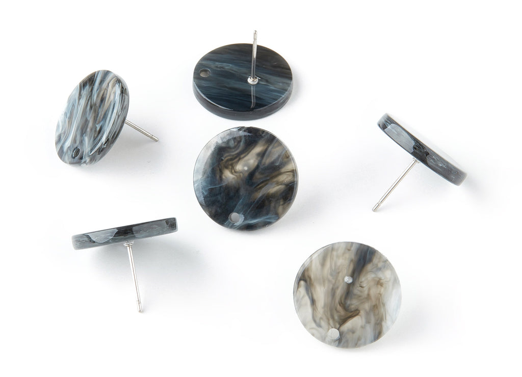 Acetate Round Earring Post - Acrylic Circle Earring Stud - Earring Post - Jewelry Supplies - Color Code: A155 - 17.84x17.84x2.64mm - AC1443B - DOMEDBAZAAR