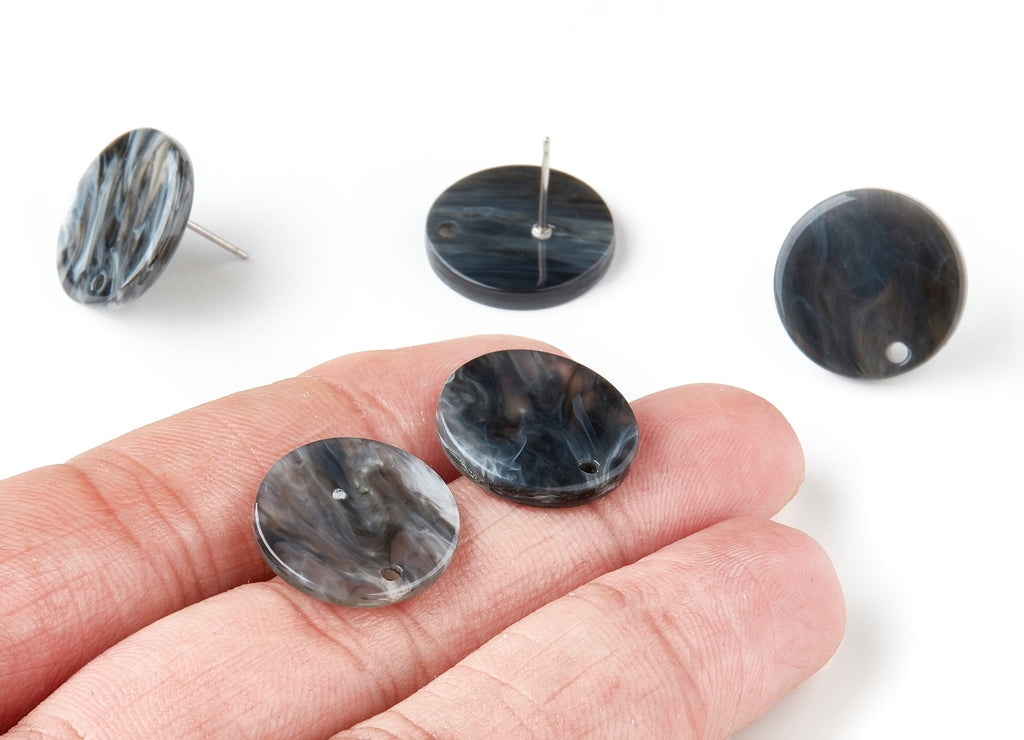 Acetate Round Earring Post - Acrylic Circle Earring Stud - Earring Post - Jewelry Supplies - Color Code: A155 - 17.84x17.84x2.64mm - AC1443B - DOMEDBAZAAR